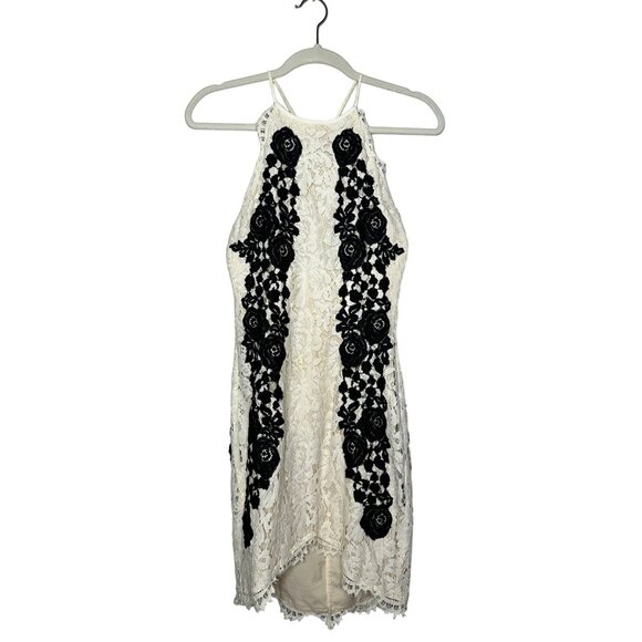 SAYLOR Alexis Mini Dress Size Small Cream & Black Lace Sleeveless - Picture 2 of 12